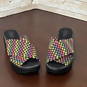 Y2K style Dexflex‎ Sport colorful wedge sandals size 6 women’s